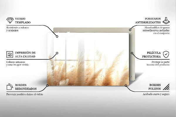 Skärbräda glas modern Pampas gräs