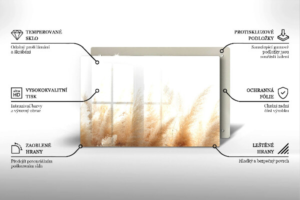 Skärbräda glas modern Pampas gräs