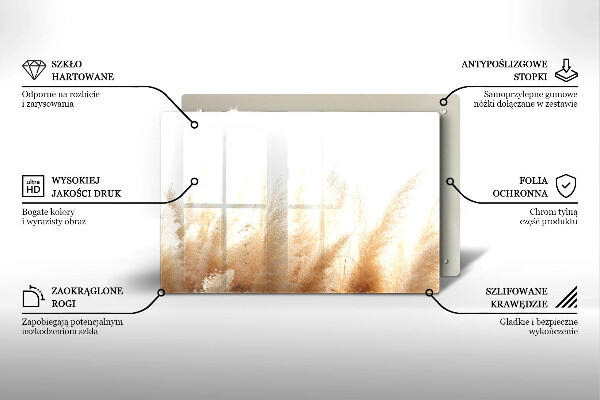 Skärbräda glas modern Pampas gräs