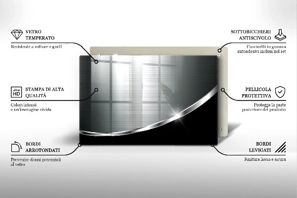 Skärbräda glas modern Abstraktion med metall