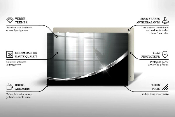 Skärbräda glas modern Abstraktion med metall
