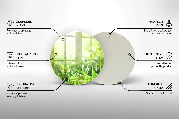 Skärbräda glas unik Natur - gräs och dagg