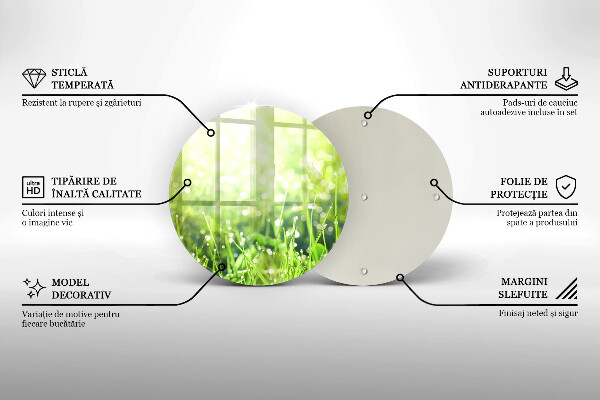Skärbräda glas unik Natur - gräs och dagg
