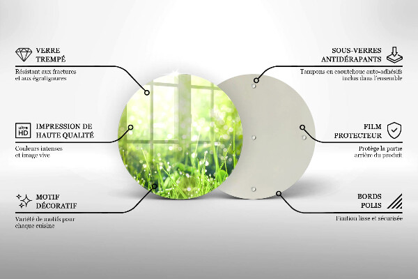 Skärbräda glas unik Natur - gräs och dagg
