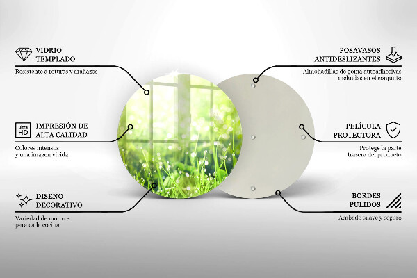 Skärbräda glas unik Natur - gräs och dagg