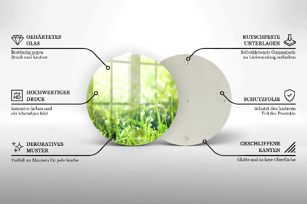 Skärbräda glas unik Natur - gräs och dagg