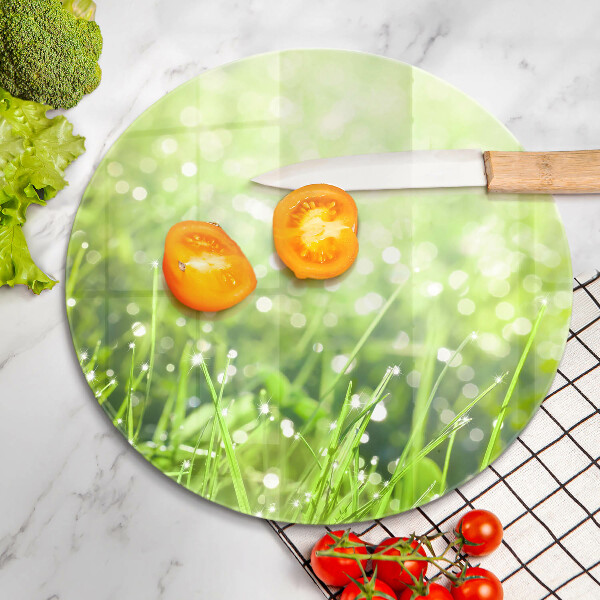 Skärbräda glas unik Natur - gräs och dagg