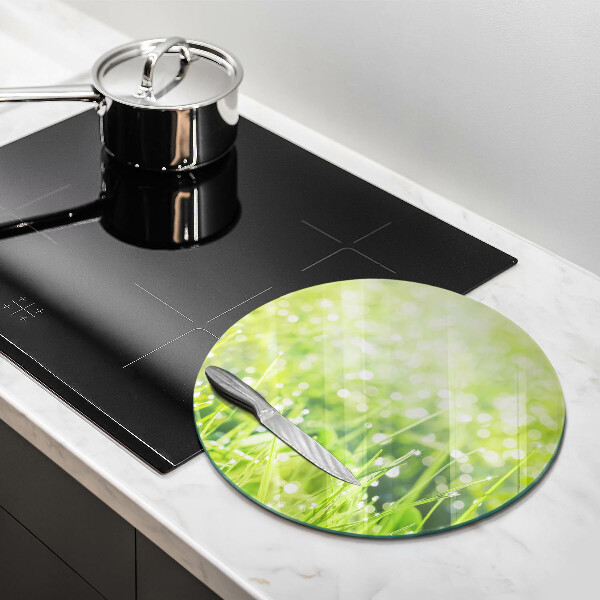 Skärbräda glas unik Natur - gräs och dagg