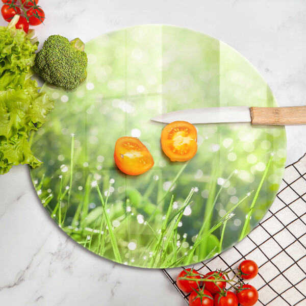 Skärbräda glas unik Natur - gräs och dagg