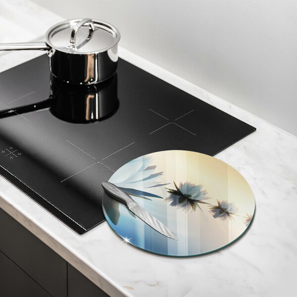 Skärbräda glas unik Lilja blommar på vattnet