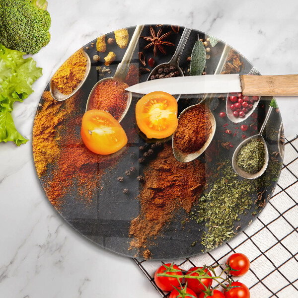 Skärbräda glas unik Skedar med kryddor