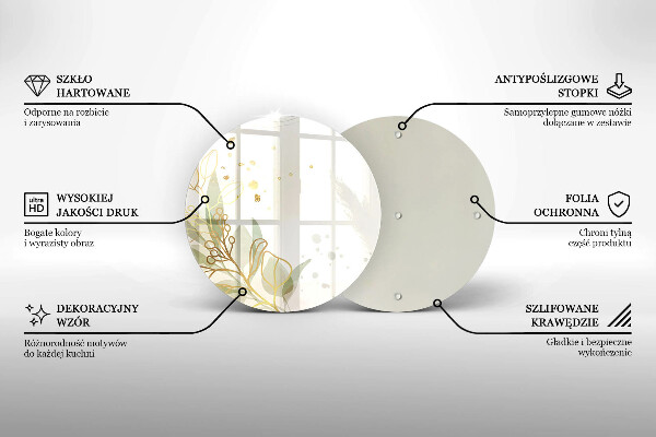Skärbräda glas unik Akvarell och guldblad