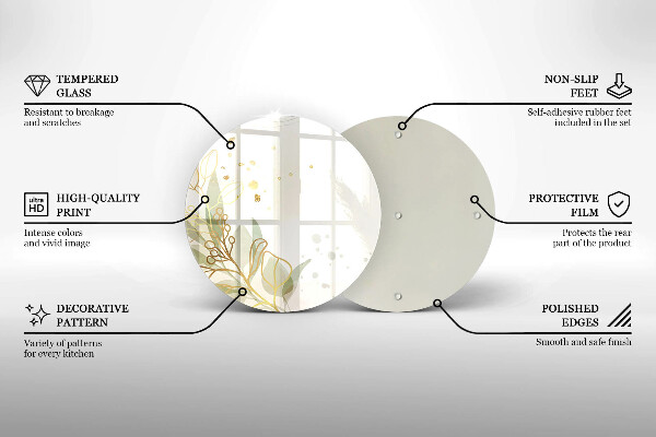 Skärbräda glas unik Akvarell och guldblad