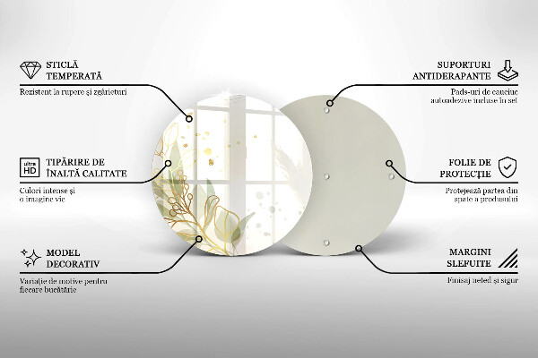 Skärbräda glas unik Akvarell och guldblad