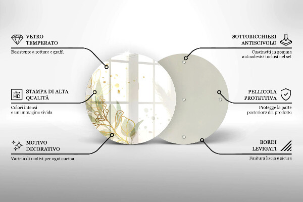 Skärbräda glas unik Akvarell och guldblad