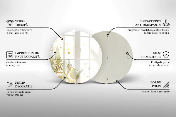 Skärbräda glas unik Akvarell och guldblad
