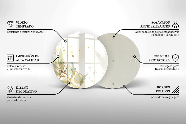 Skärbräda glas unik Akvarell och guldblad