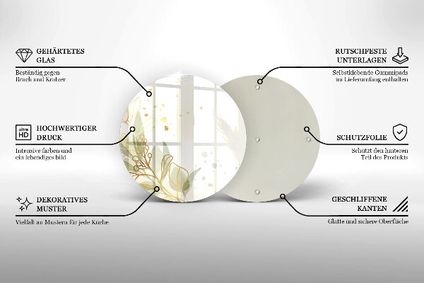 Skärbräda glas unik Akvarell och guldblad