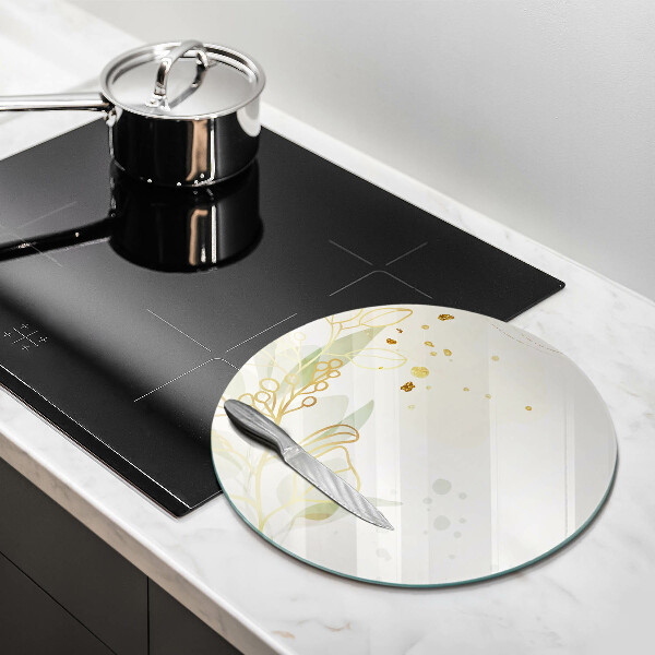 Skärbräda glas unik Akvarell och guldblad