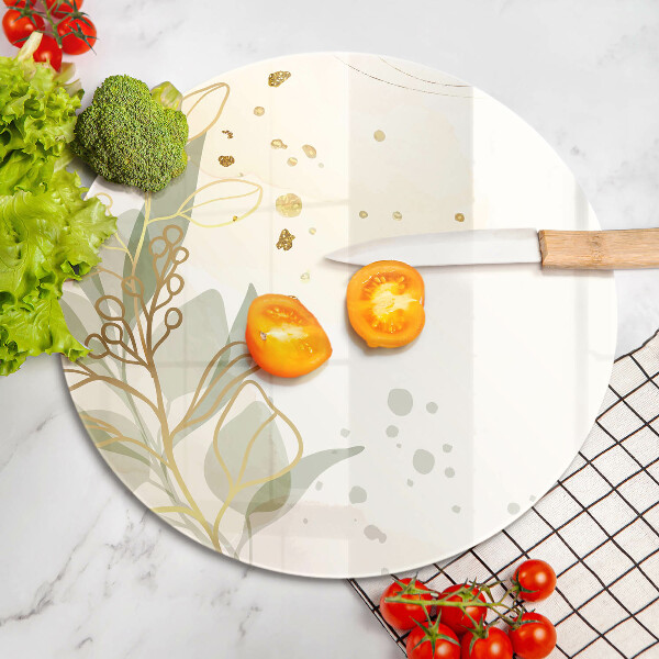 Skärbräda glas unik Akvarell och guldblad