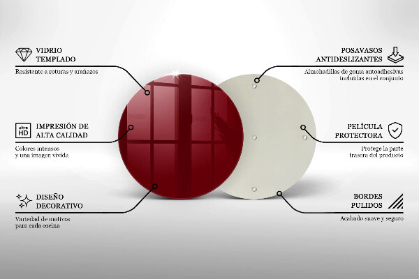 Skärbräda glas unik Vinröd färg