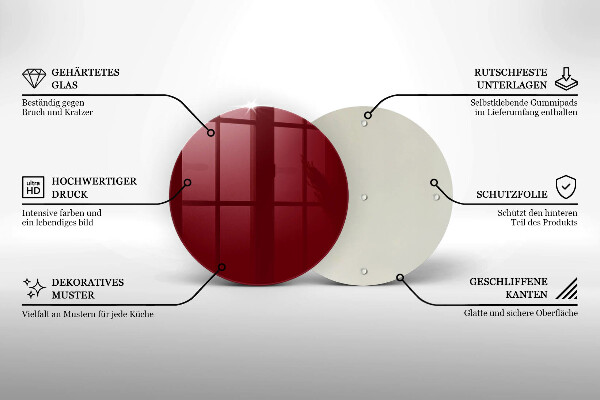 Skärbräda glas unik Vinröd färg