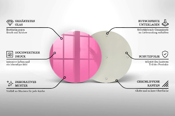 Skärbräda glas unik Färg rosa