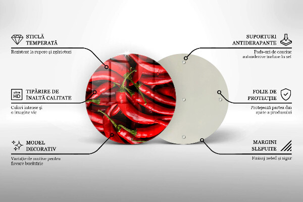 Skärbräda glas unik Varm chilipeppar