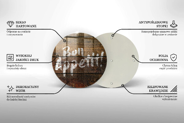 Skärbräda glas unik Bon Appetit inskriptionstavlor