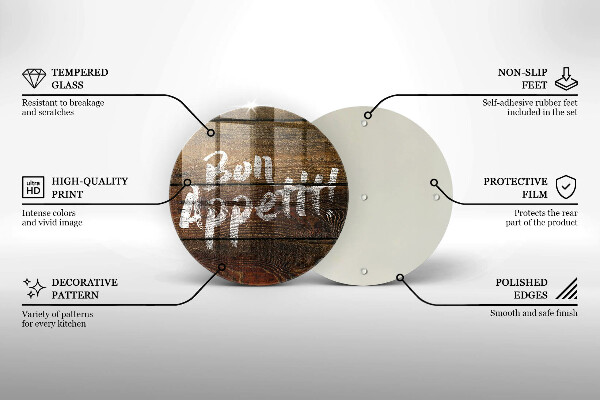 Skärbräda glas unik Bon Appetit inskriptionstavlor