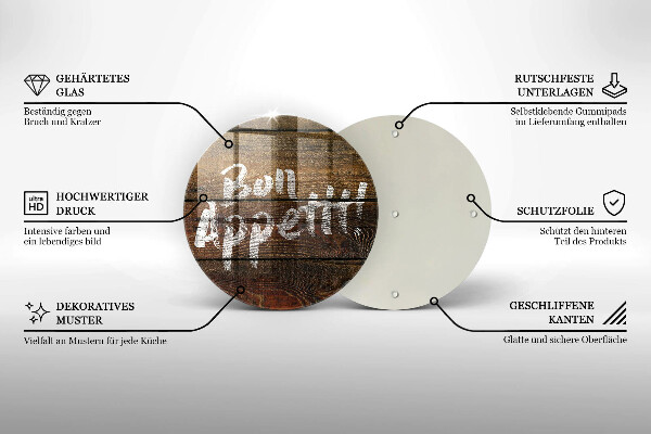 Skärbräda glas unik Bon Appetit inskriptionstavlor