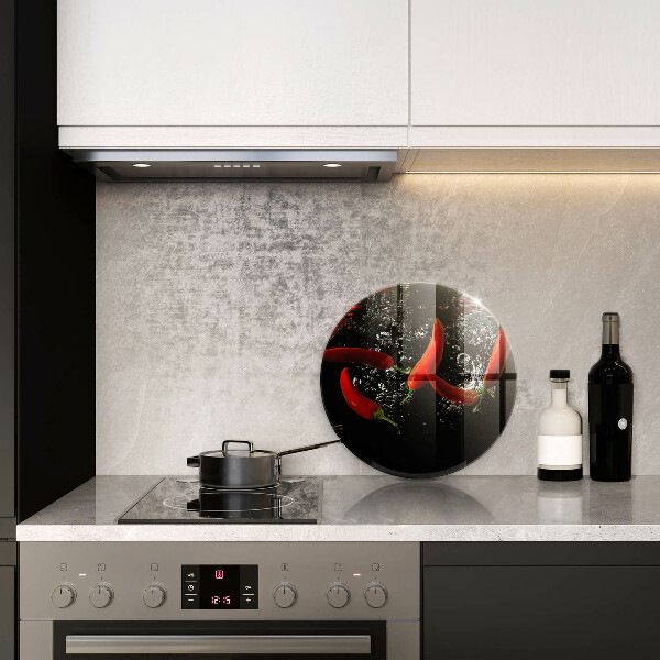 Skärbräda glas unik Chilipeppar i vatten