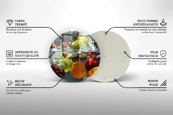 Skärbräda glas unik Saftig frukt i vatten