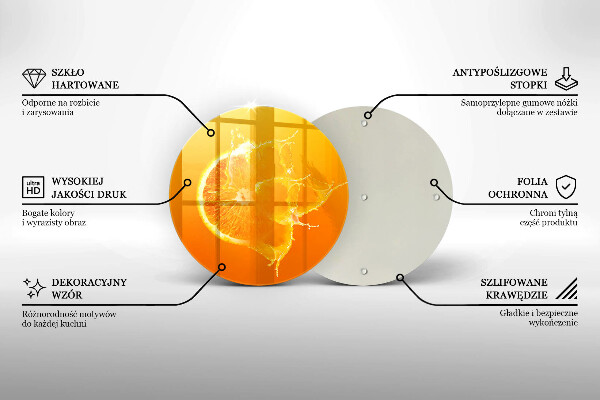 Skärbräda glas unik Saftig orange frukt