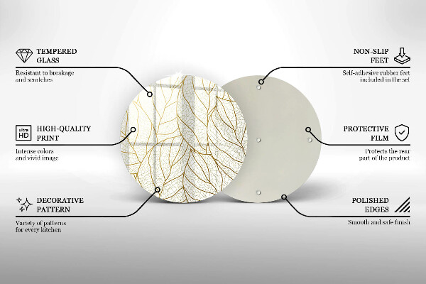 Skärbräda glas unik Line-art lövmönster