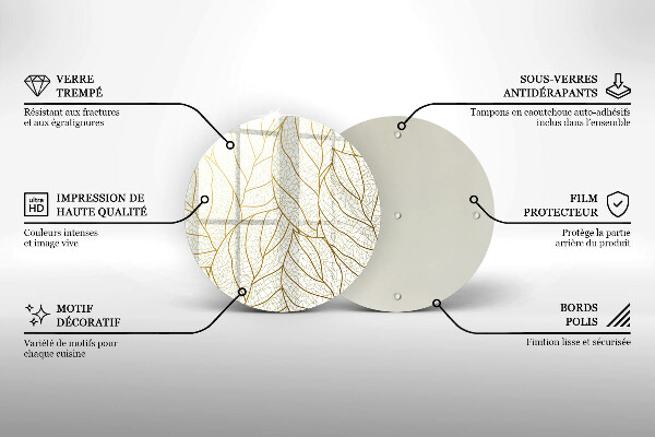 Skärbräda glas unik Line-art lövmönster