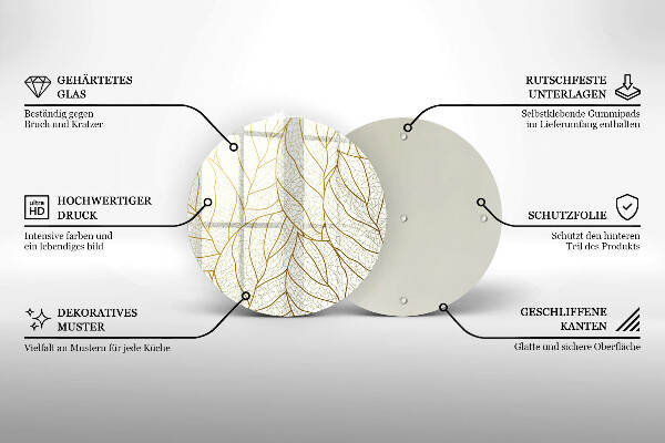 Skärbräda glas unik Line-art lövmönster