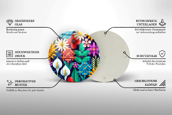 Skärbräda glas unik Blommor äng illustration