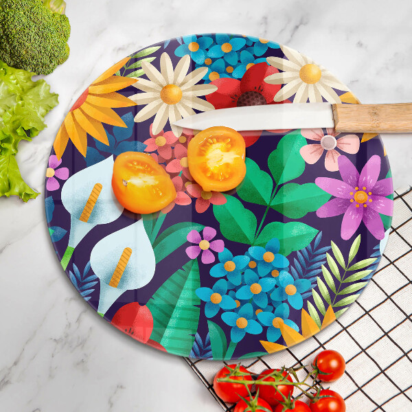 Skärbräda glas unik Blommor äng illustration