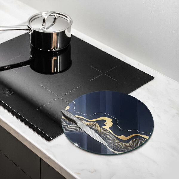 Skärbräda glas unik Abstrakta gyllene linjer