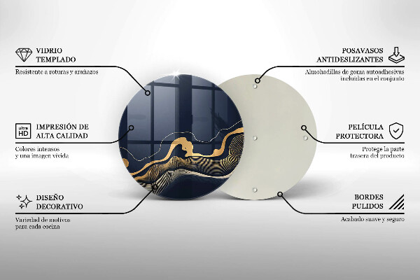 Skärbräda glas unik Abstrakta gyllene linjer