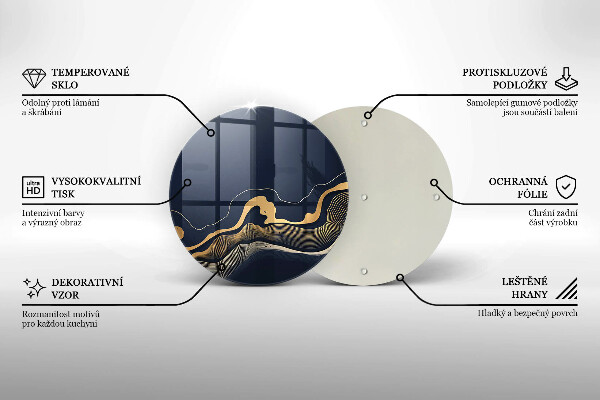 Skärbräda glas unik Abstrakta gyllene linjer