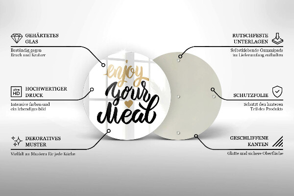 Skärbräda glas unik Inskription Njut av din måltid