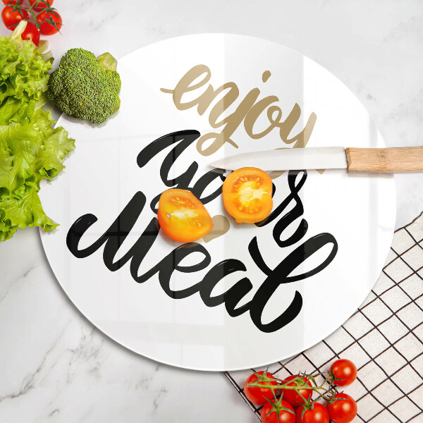Skärbräda glas unik Inskription Njut av din måltid