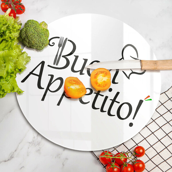 Skärbräda glas unik Inskriptionen Buon Appetito!