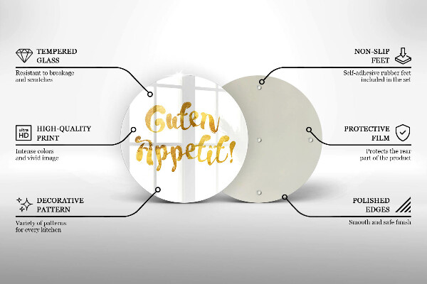 Skärbräda glas unik Inskriptionen Guten Appetit!