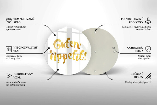 Skärbräda glas unik Inskriptionen Guten Appetit!