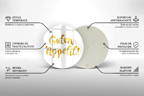 Skärbräda glas unik Inskriptionen Guten Appetit!