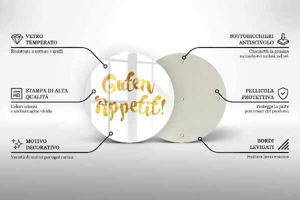 Skärbräda glas unik Inskriptionen Guten Appetit!