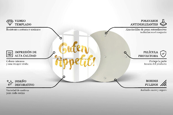 Skärbräda glas unik Inskriptionen Guten Appetit!